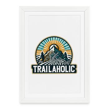 Trailaholic – Plein air, randonnée et VTT Moti - Affiche encadrée (27 × 37 cm) - blanc - Devant
