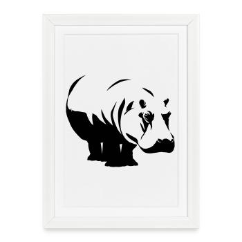Nilpferd Hippo - Framed poster (27 × 37 cm) - white - Front