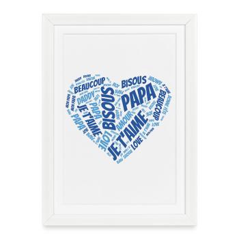 Message cœur je t'aime Papa - Affiche encadrée (27 × 37 cm) - blanc - Devant