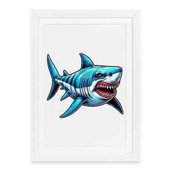 Requin - Affiche encadrée (27 × 37 cm) - blanc - Devant