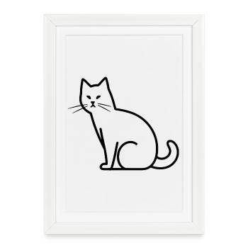 Cat Drawing - Framed poster (27 × 37 cm) - white - Front