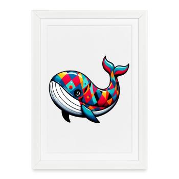 Arlequin baleine - Affiche encadrée (27 × 37 cm) - blanc - Devant