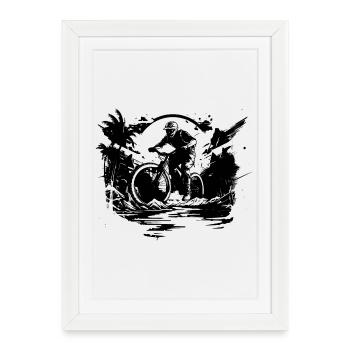 Mountain biking - Framed poster (27 × 37 cm) - white - Front