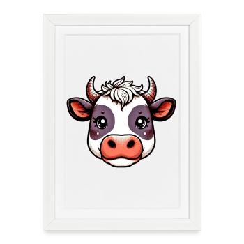 Cow - Framed poster (27 × 37 cm) - white - Front