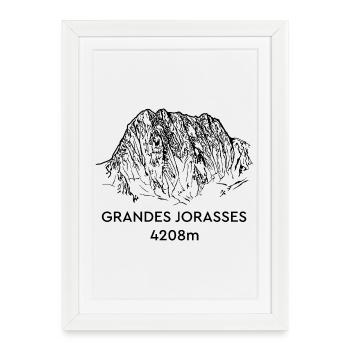 Grandes Jorasses, High Mountains, Mont-Blanc, Mountain - Framed poster (27 × 37 cm) - white - Front