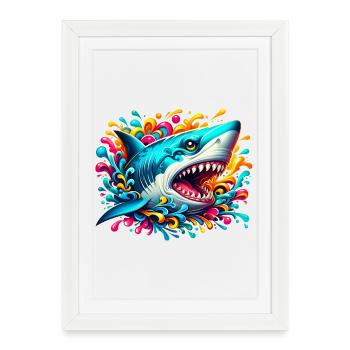 Requin - Affiche encadrée (27 × 37 cm) - blanc - Devant
