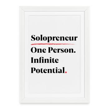 Solopreneur : Une personne. Potentiel infini. [B] - Affiche encadrée (27 × 37 cm) - blanc - Devant