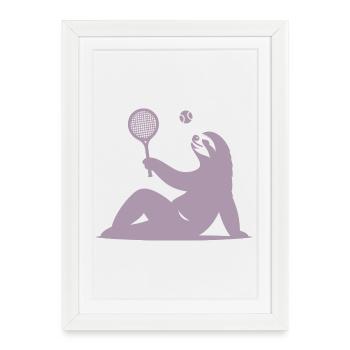 paresseux tennis joueur de tennis balle corne silhouette - Affiche encadrée (27 × 37 cm) - blanc - Devant