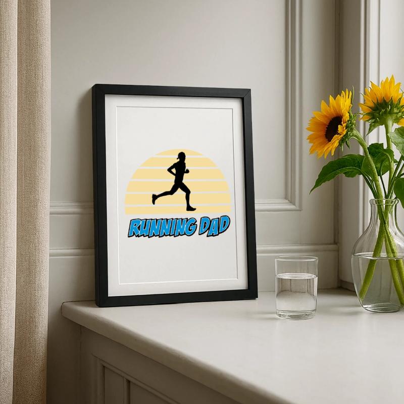 Running dad Affiche encadrée (27 × 37 cm)