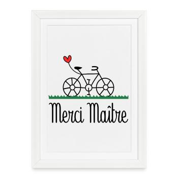 MAÎTRE. MAITRE. MERCI. MERCI MAÎTRE. MAITRE - Affiche encadrée (27 × 37 cm) - blanc - Devant