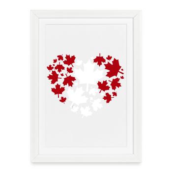 Motif de cœur de feuille d’érable - Affiche encadrée (27 × 37 cm) - blanc - Devant