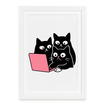 Cute Catcontent - Framed poster (27 × 37 cm) - white - Front