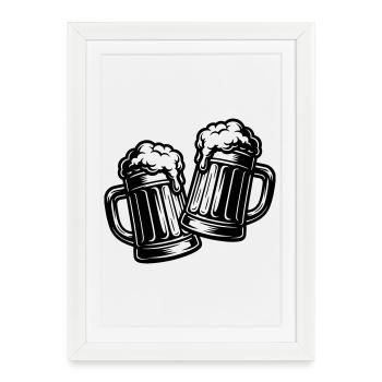Toast beer Cheers - Framed poster (27 × 37 cm) - white - Front