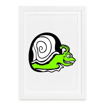 snail peeks hole wall mouse hole funny silly - Framed poster (27 × 37 cm) - white - Front