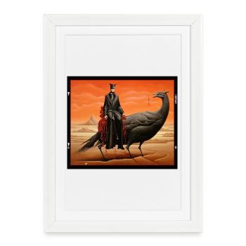 Fantasy bird with gothic figure surreal fantasy - Framed poster (27 × 37 cm) - white - Front