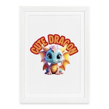Dragon mignon - Affiche encadrée (27 × 37 cm) - blanc - Devant