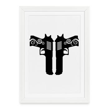Desert Eagle - Twin Pistols Desert, Eagle, Pi - Framed poster (27 × 37 cm) - white - Front