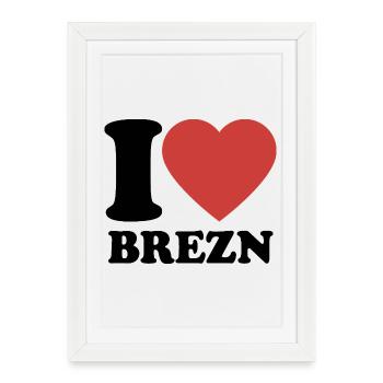 J’aime les bretzels - Coeur - Bretzel - Affiche encadrée (27 × 37 cm) - blanc - Devant