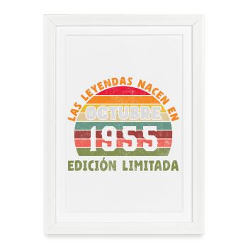 Octobre 1955 Vinatge Cadeau d’anniversaire rétro - Affiche encadrée (27 × 37 cm) - blanc - Devant