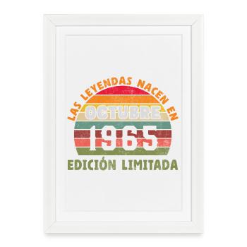 Octobre 1965 Vinatge Cadeau d’anniversaire rétro - Affiche encadrée (27 × 37 cm) - blanc - Devant
