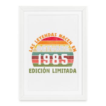 Octobre 1985 Vinatge Rétro Cadeau d’anniversaire - Affiche encadrée (27 × 37 cm) - blanc - Devant