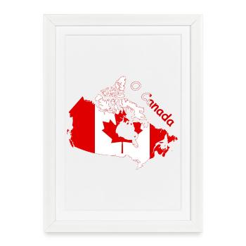 Ô Drapeau du Canada Silhouette - Affiche encadrée (27 × 37 cm) - blanc - Devant