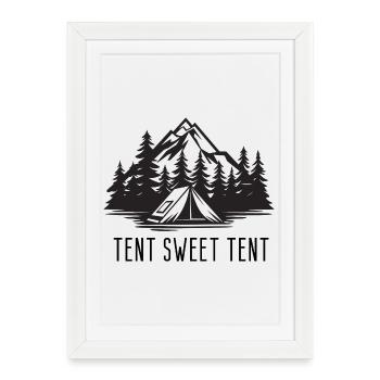 Tent Sweet Tent Funny Camping Mountain Adventure - Framed poster (27 × 37 cm) - white - Front