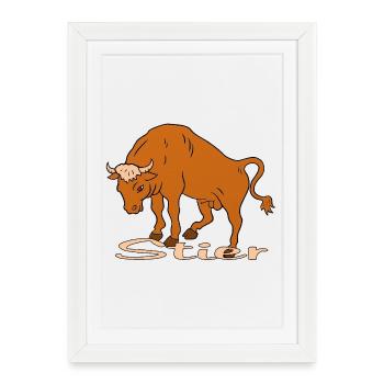 Signe du zodiaque Taureau - Affiche encadrée (27 × 37 cm) - blanc - Devant