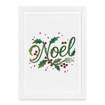 Christmas "Noël" design with holly - Framed poster (27 × 37 cm) - white - Front