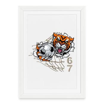Drôle de mème 67 Football Six Sept Brainrott Lover - Affiche encadrée (27 × 37 cm) - blanc - Devant