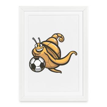 Escargot mascotte football - Affiche encadrée (27 × 37 cm) - blanc - Devant
