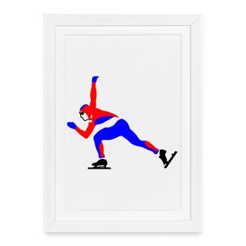 patinage de vitesse - Affiche encadrée (27 × 37 cm) - blanc - Devant