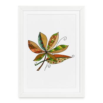 feuilles - Affiche encadrée (27 × 37 cm) - blanc - Devant