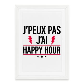 I can't I have happy hour Humor Aperitif - Framed poster (27 × 37 cm) - white - Front