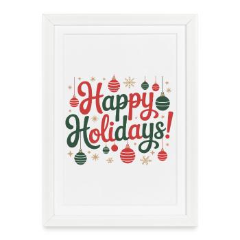 Écriture des Ornements de Joyeuses Fêtes - Affiche encadrée (27 × 37 cm) - blanc - Devant
