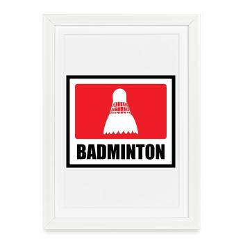 Badminton - Sport - Raquette - Affiche encadrée (27 × 37 cm) - blanc - Devant