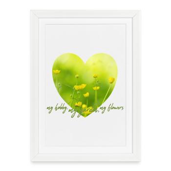 Yellow Flower Heart with Yellow Flowers Garden Look - Framed poster (27 × 37 cm) - white - Front