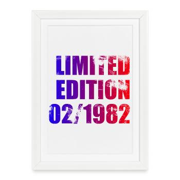 44th Birthday Limited Edition 02/1982 - Framed poster (27 × 37 cm) - white - Front
