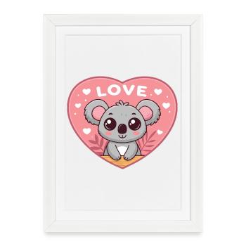 Coeur Koala Amour Doux - Affiche encadrée (27 × 37 cm) - blanc - Devant