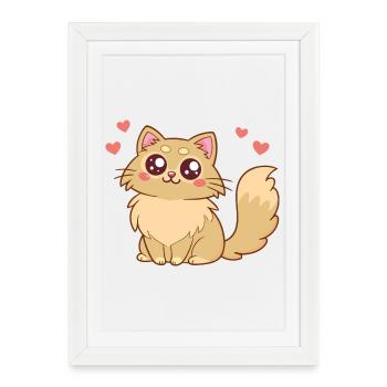 Chat adorable au cœur tendre - Affiche encadrée (27 × 37 cm) - blanc - Devant