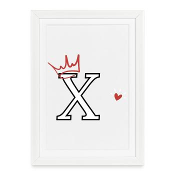 Letter x Heart Crown - Framed poster (27 × 37 cm) - white - Front