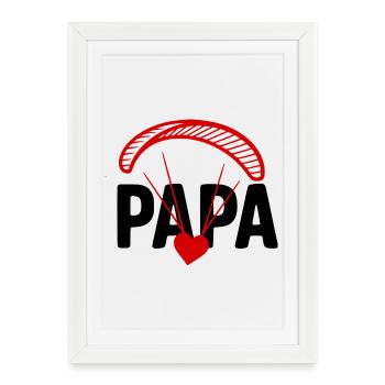 Papa Parapente, Parapente avec le cœur - Affiche encadrée (27 × 37 cm) - blanc - Devant