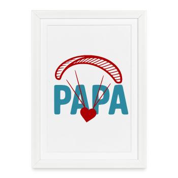 Papa Paragliding Heart - Framed poster (27 × 37 cm) - white - Front