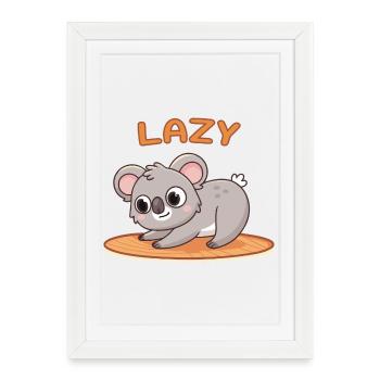 Koala Lazy on wooden mat - Framed poster (27 × 37 cm) - white - Front