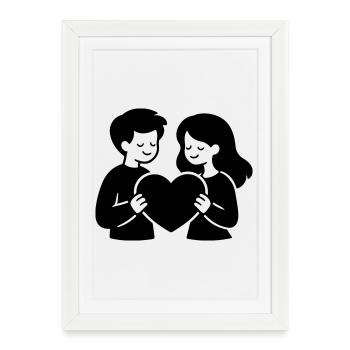 In Love Couple Heart - Framed poster (27 × 37 cm) - white - Front