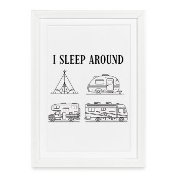 I sleep on the road road trip camper - Framed poster (27 × 37 cm) - white - Front