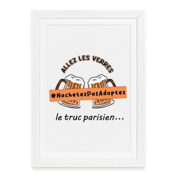 Allez_les_verres_hashtag_adoption_animale - Framed poster (27 × 37 cm) - white - Front