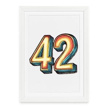 42 Nombre Coloré - Affiche encadrée (27 × 37 cm) - blanc - Devant