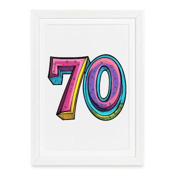 70 chiffres colorés - Affiche encadrée (27 × 37 cm) - blanc - Devant