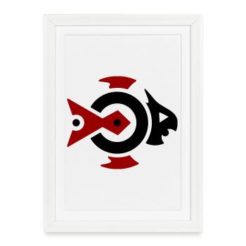 Poisson Volant - Poisson Volant Fantastique Tribal - Affiche encadrée (27 × 37 cm) - blanc - Devant
